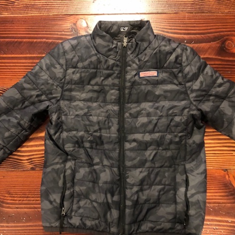 Vineyard Vine Reversible Jacket Gray and Dark Gray Camo
